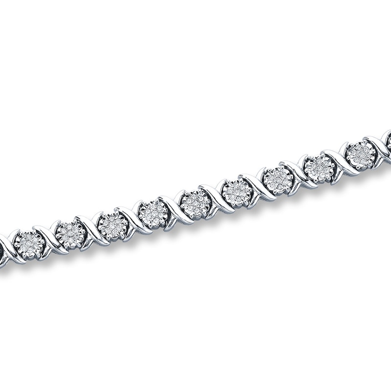 Diamond Bracelet 1 ct tw Round-cut Sterling Silver 7.5"