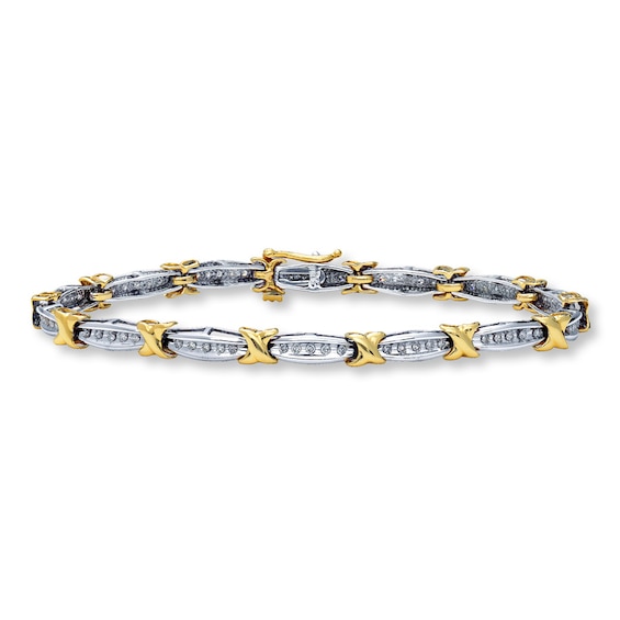 Diamond Bracelet 1/2 ct tw Round-cut 10K Two-Tone Gold 7.25"