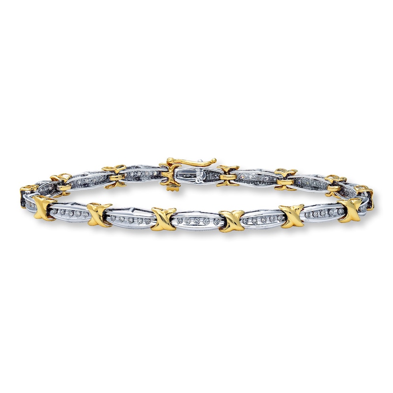 Diamond Bracelet 1/2 ct tw Round-cut 10K Two-Tone Gold 7.25"