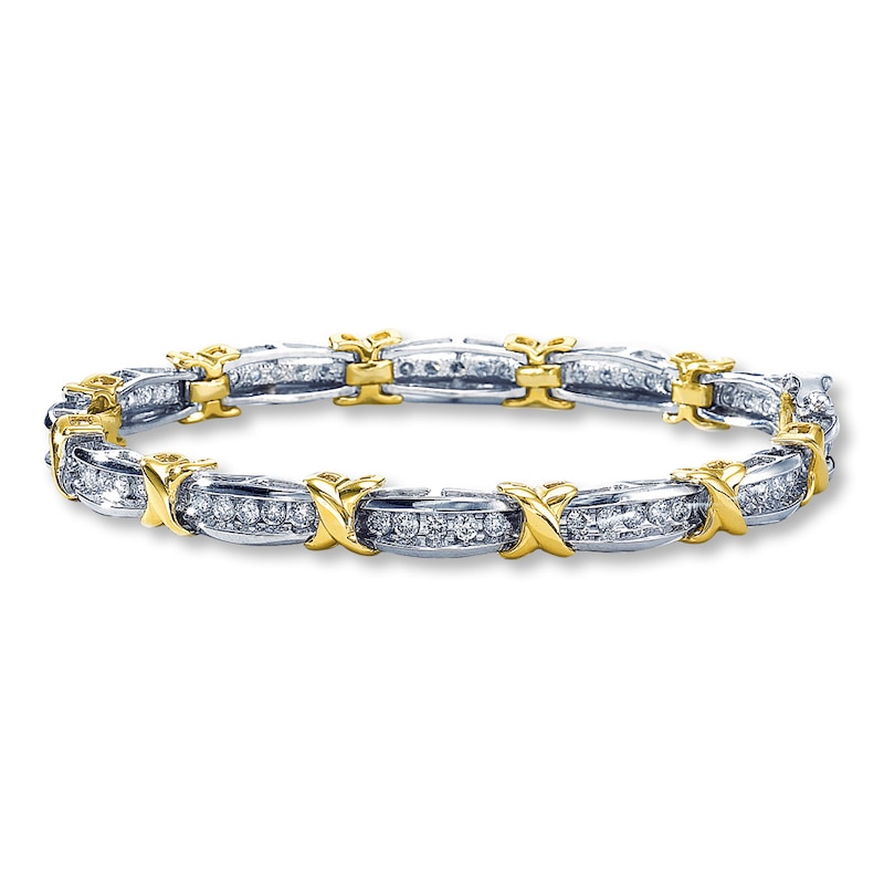 Main Image 1 of Diamond Bracelet 2 ct tw Round-cut 10K Two-Tone Gold 7&quot;