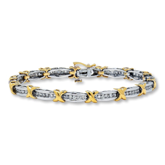 Diamond Bracelet 1 ct tw Round-cut 10K Two-Tone Gold