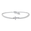 Thumbnail Image 1 of Sideways Cross Bracelet 1/20 ct tw Diamonds Sterling Silver