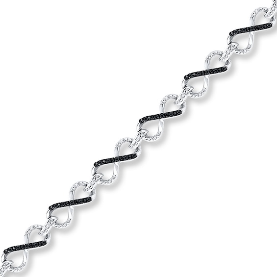 Diamond Infinity Bracelet 1/3 ct tw Black/White Sterling Silver