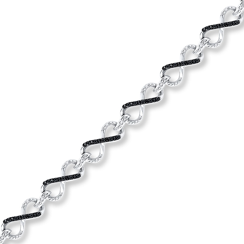 Main Image 1 of Diamond Infinity Bracelet 1/3 ct tw Black/White Sterling Silver