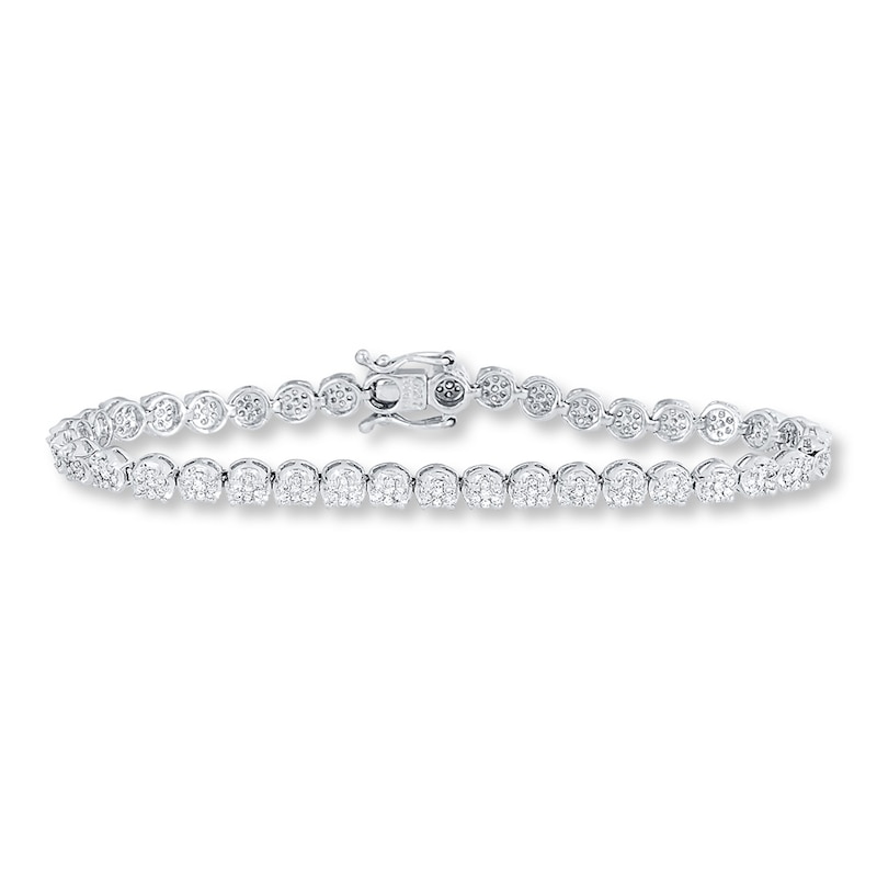 Main Image 1 of Diamond Tennis Bracelet 1 ct tw Round-cut 10K White Gold