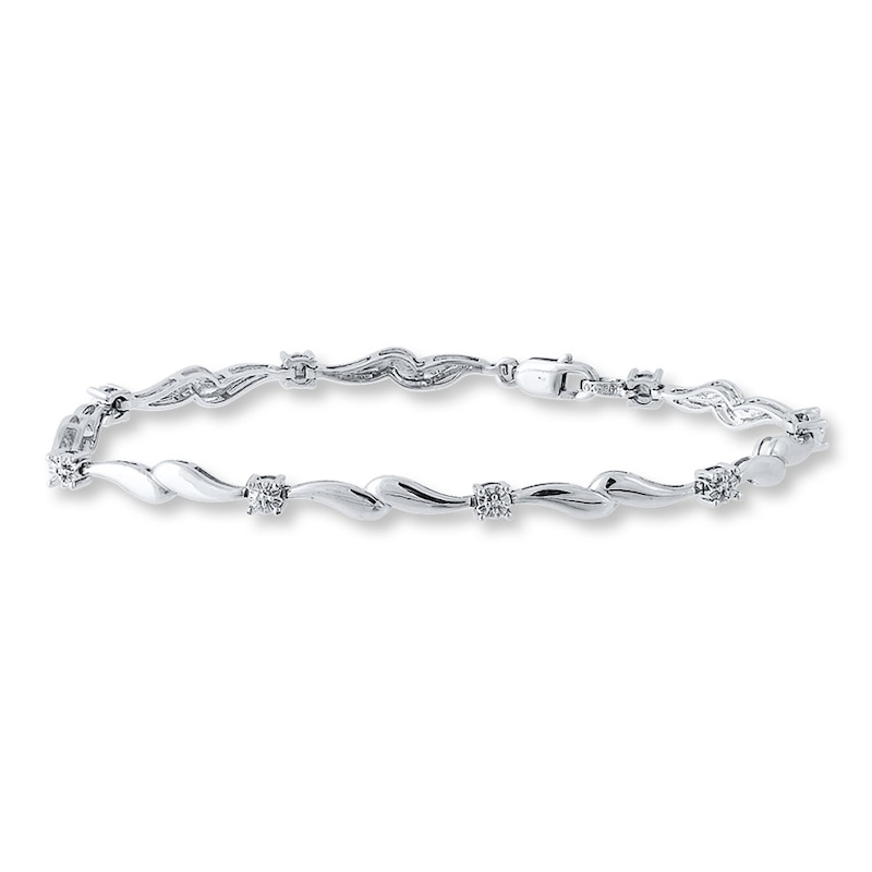 Main Image 1 of Diamond Bracelet Sterling Silver 7.5&quot; Length