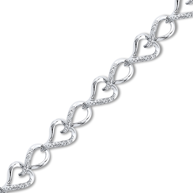 Diamond Heart Bracelet 1/10 ct tw Round-cut Sterling Silver