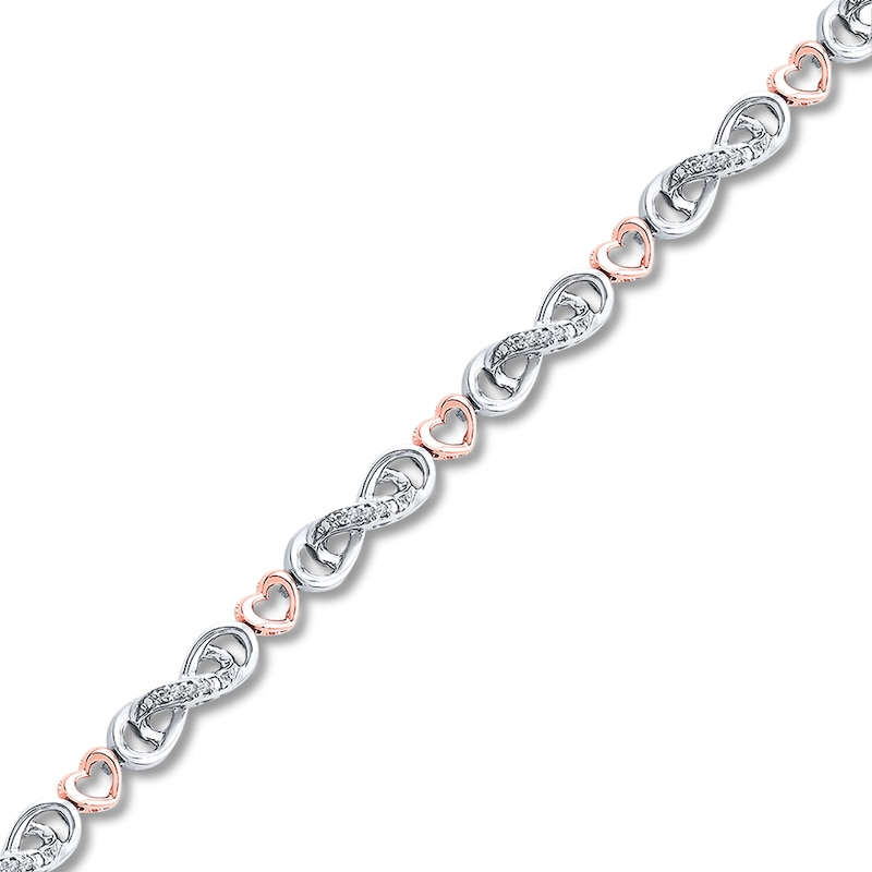 Infinity Bracelet 1/8 ct tw Diamonds Sterling Silver & 10K Rose Gold