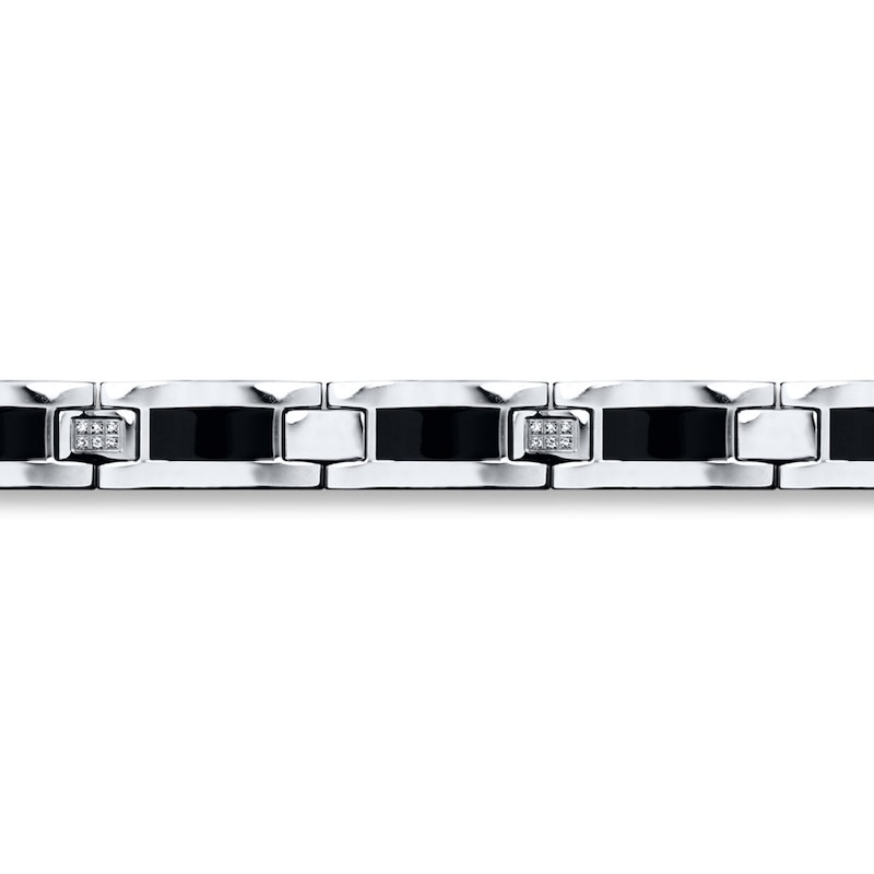 Main Image 2 of Men's Bracelet 1/10 ct tw Diamonds Stainless Steel