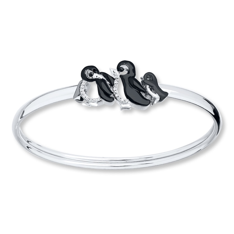 Main Image 1 of Penguin Family Bracelet Diamond Accents Sterling Silver