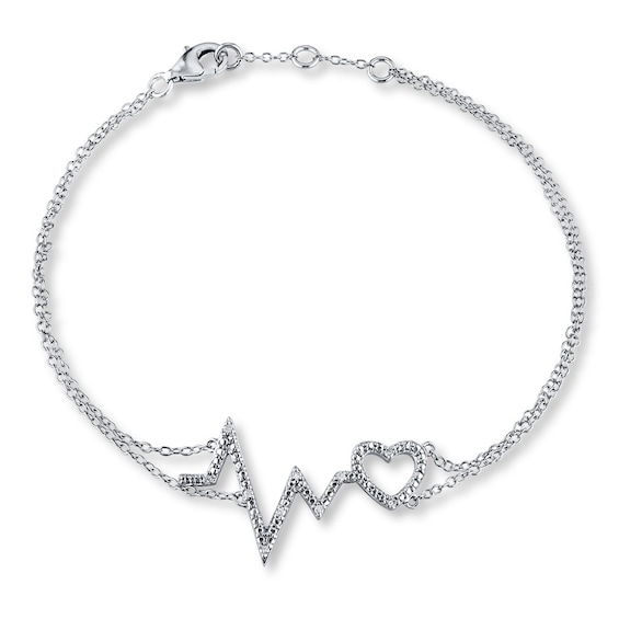 Heartbeat Bracelet 1/20 ct tw Diamonds Sterling Silver