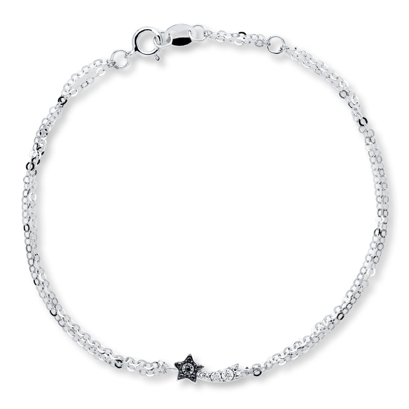 Main Image 2 of Young Teen Star Bracelet Black/White Diamonds Sterling Silver