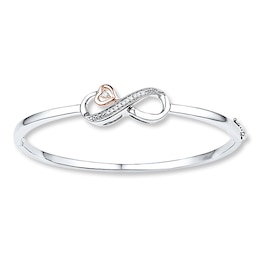 Infinity Bracelet 1/15 ct tw Diamonds Sterling Silver & 10K Rose Gold