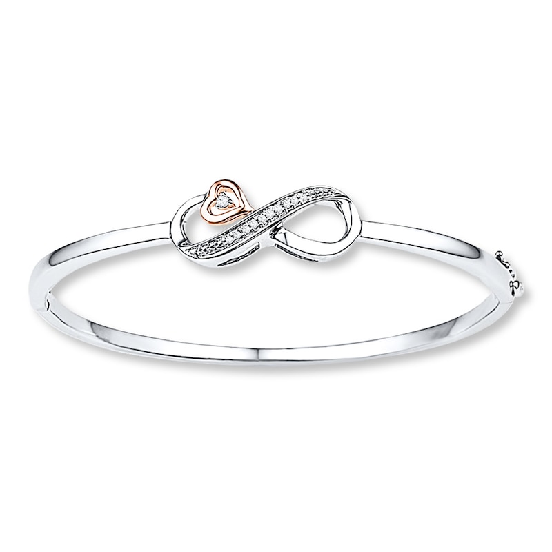 Main Image 1 of Infinity Bracelet 1/15 ct tw Diamonds Sterling Silver & 10K Rose Gold