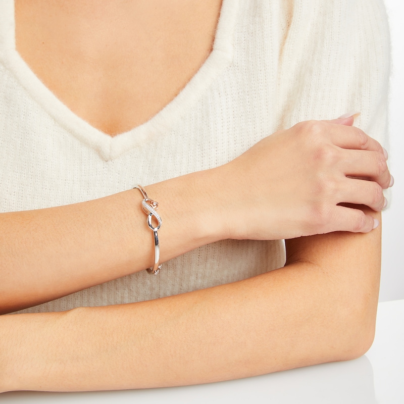 Main Image 2 of Infinity Bracelet 1/15 ct tw Diamonds Sterling Silver & 10K Rose Gold