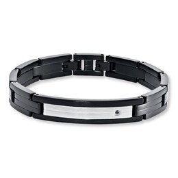 Men's ID Bracelet Diamond Accent Stainless Steel