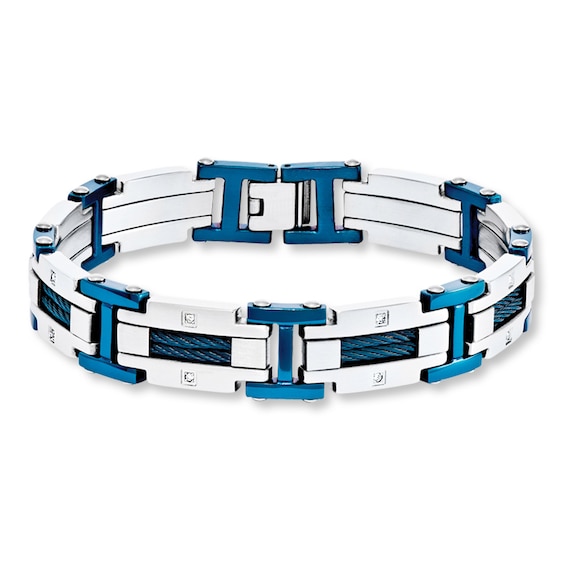 Men's Bracelet 1/6 ct tw Diamonds Stainless Steel | Kay
