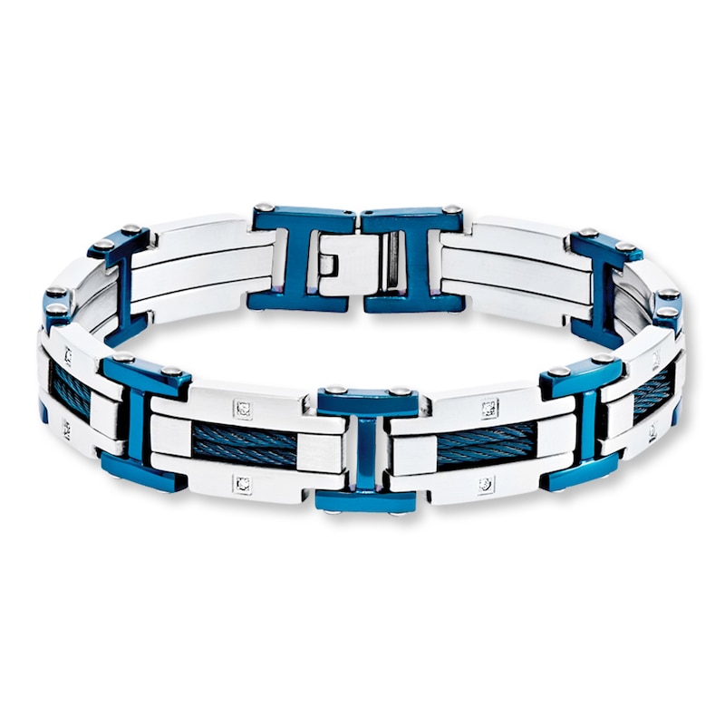 Men's Bracelet 1/6 ct tw Diamonds Stainless Steel