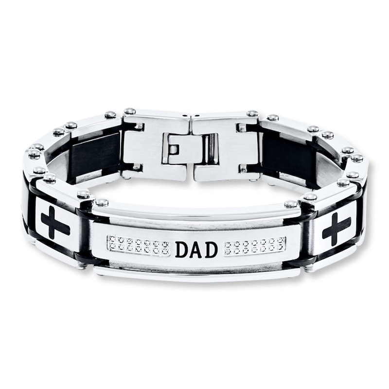Main Image 1 of Men's Dad Bracelet 1/10 ct tw Diamonds Stainless Steel