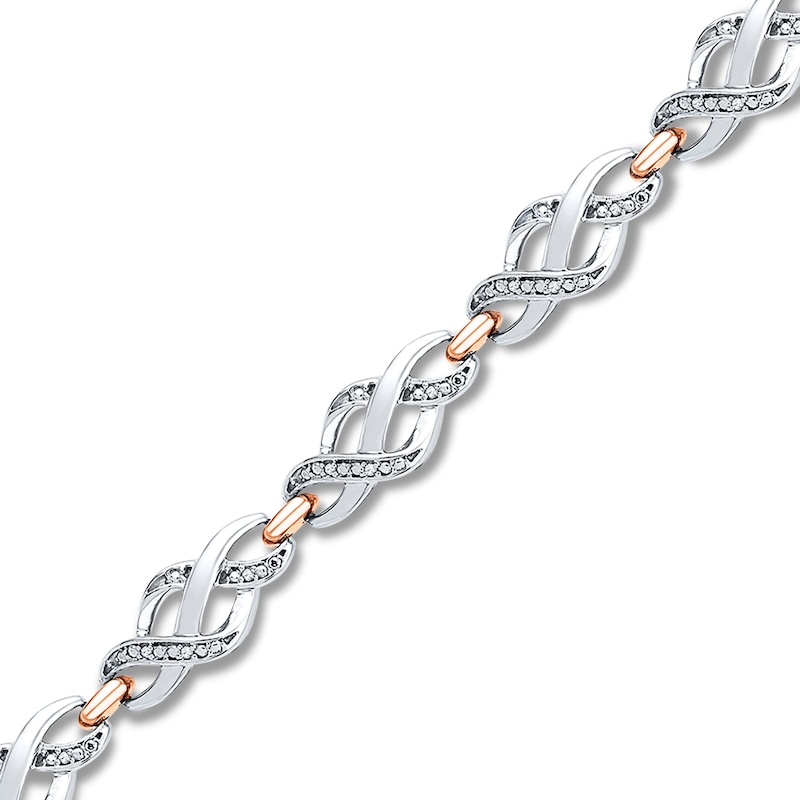 Main Image 1 of Diamond Bracelet 1/10 ct tw Round-cut Sterling Silver & 10K Rose Gold