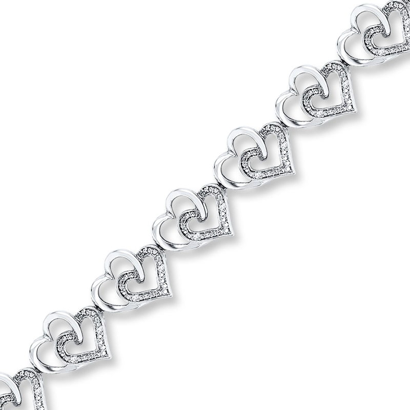 Main Image 1 of Diamond Heart Bracelet 1/15 ct tw Round-cut Sterling Silver