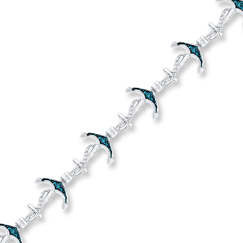 Diamond Anchor Bracelet 1/8 ct tw Blue/White Sterling Silver