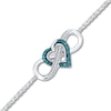 Thumbnail Image 1 of Heart/Infinity Bracelet 1/10 cttw Blue Diamonds Sterling Silver