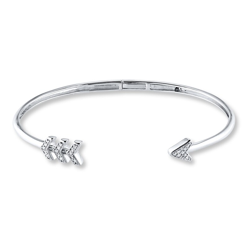Diamond Arrow Bangle 1 10 Ct Tw Round Cut Sterling Silver Kay Diamond Arrow Bangle 1 10 Ct Tw Round Cut Sterling Silver Kay