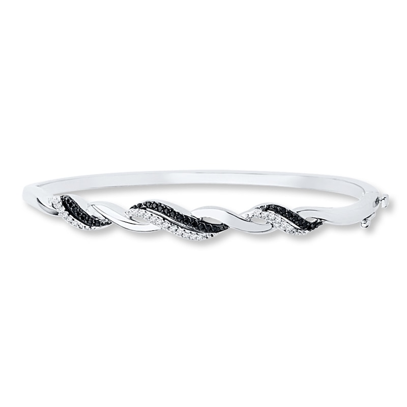 Main Image 1 of Diamond Bangle 1/4 ct tw Black/White Sterling Silver