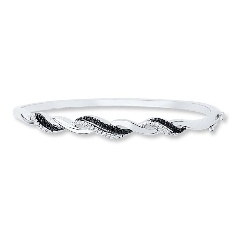 Diamond Bangle 1/4 ct tw Black/White Sterling Silver