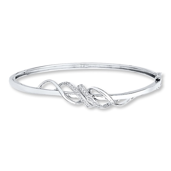 Diamond Bangle Bracelet 1/20 ct tw Round-cut Sterling Silver