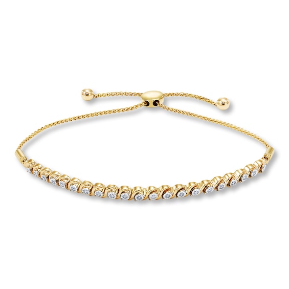 Diamond Bolo Bracelet 1/4 ct tw Round-cut 10K Yellow Gold