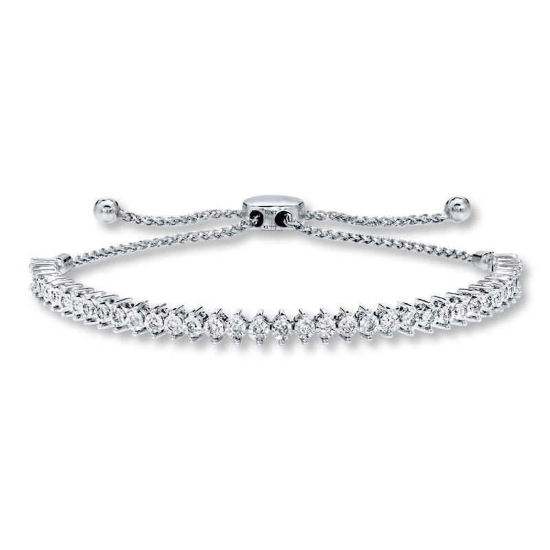 Diamond Bolo Bracelet 1/2 ct tw Round-cut 10K White Gold