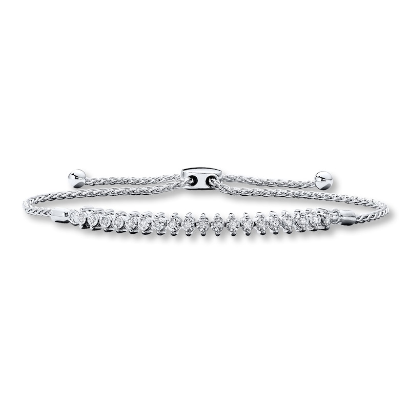 Main Image 1 of Diamond Bolo Bracelet 1/4 ct tw Round-cut Sterling Silver