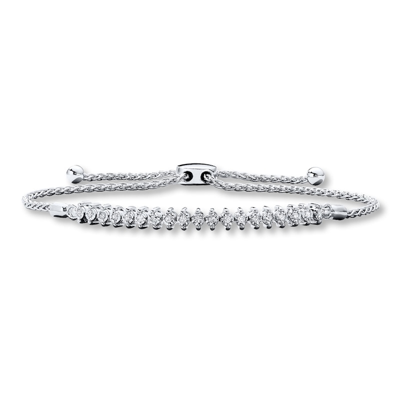 Diamond Bolo Bracelet 1/4 ct tw Round-cut Sterling Silver