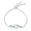 Thumbnail Image 1 of Heart Bolo Bracelet 1/8 ct tw Diamonds Sterling Silver 9.5&quot;