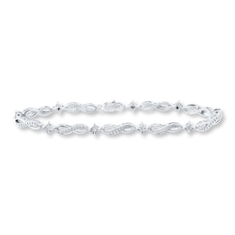 Infinity Bracelet Diamond Accents Sterling Silver 7.25&quot;