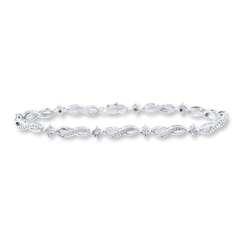 Infinity Bracelet Diamond Accents Sterling Silver 7.25"