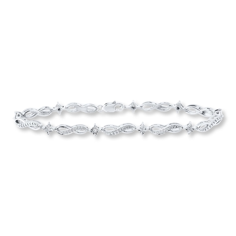 Main Image 1 of Infinity Bracelet Diamond Accents Sterling Silver 7.25&quot;