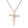 Thumbnail Image 0 of Cross Necklace Diamond Accents 10K Rose Gold