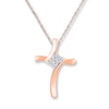 Thumbnail Image 1 of Cross Necklace Diamond Accents 10K Rose Gold