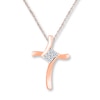 Thumbnail Image 0 of Cross Necklace Diamond Accents 10K Rose Gold