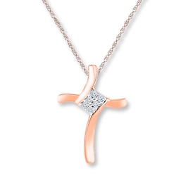 Cross Necklace Diamond Accents 10K Rose Gold