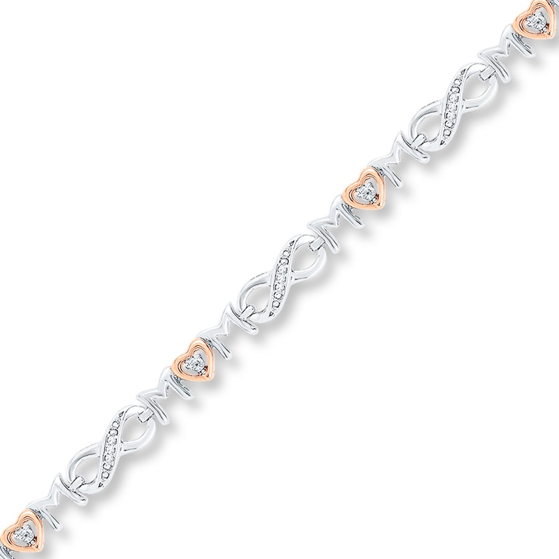 Main Image 1 of Mom Bracelet 1/10 ct tw Diamonds Sterling Silver & 10K Rose Gold