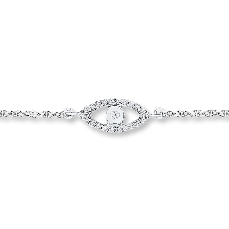 Eye Anklet 1/10 ct tw Diamonds Sterling Silver 9"