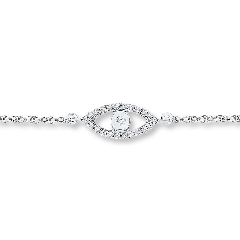 Main Image 1 of Eye Anklet 1/10 ct tw Diamonds Sterling Silver 9&quot;