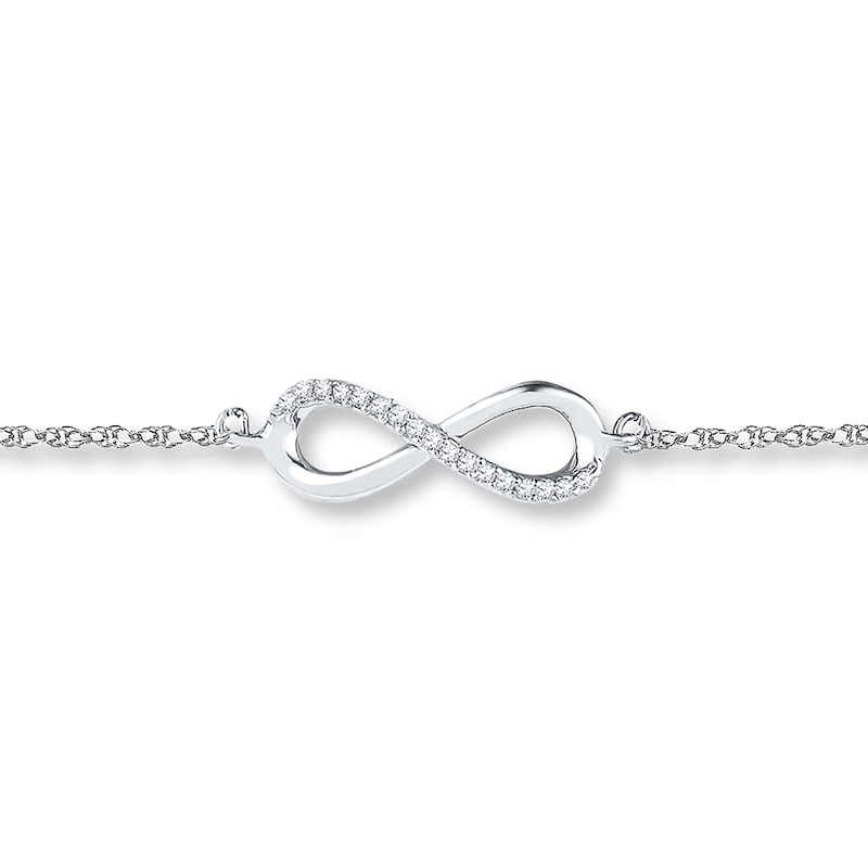 Main Image 1 of Infinity Anklet 1/20 ct tw Diamonds Sterling Silver 9&quot;