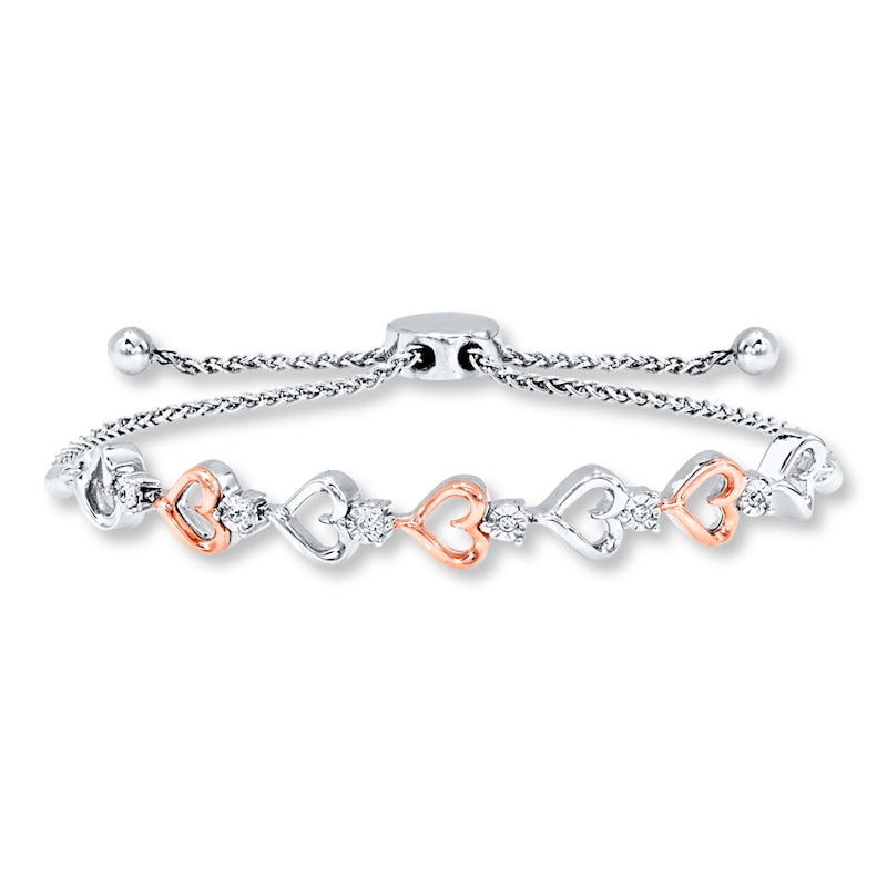 Bolo Bracelet 1/20 ct tw Diamonds Sterling Silver/10K Rose Gold with 360