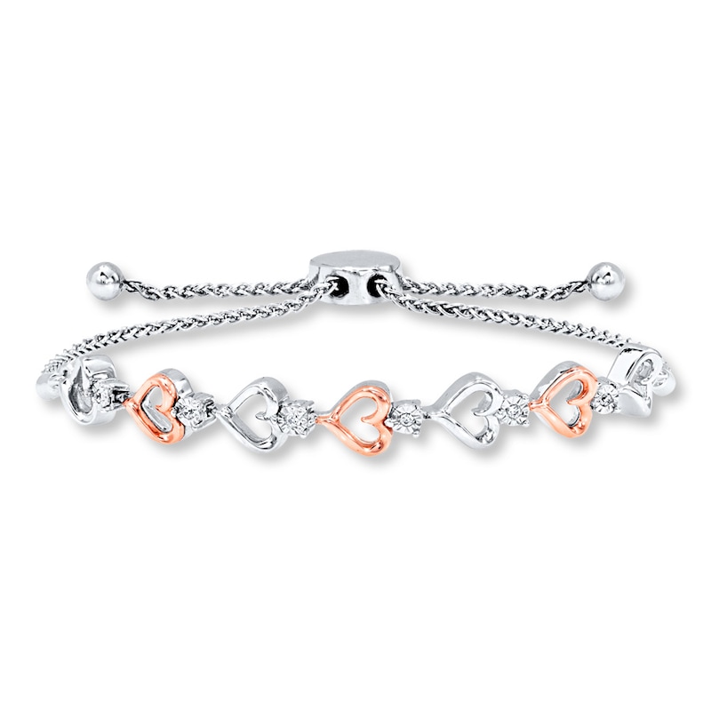 Bolo Bracelet 1/20 ct tw Diamonds Sterling Silver/10K Rose Gold