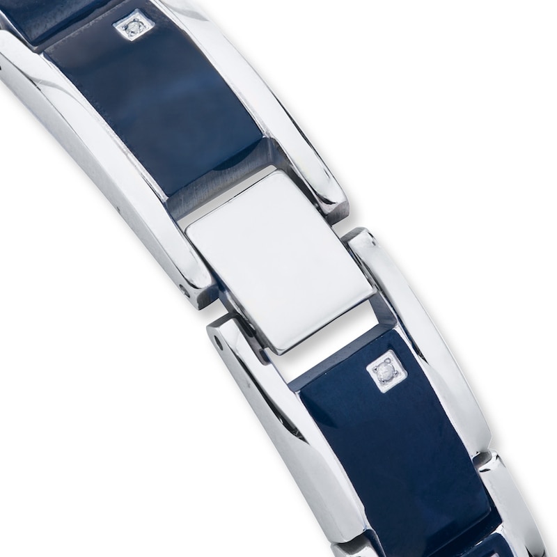 Main Image 3 of Men's Link Bracelet 1/10 ct tw Diamonds Stainless Steel 8.5&quot;